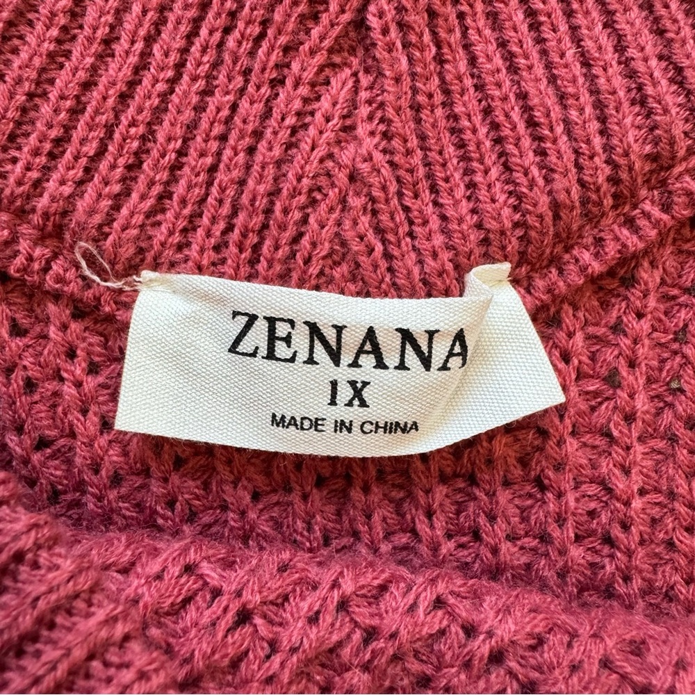 Zenana Outfitters Raspberry V-Neck Sweater - Picture 7 of 8